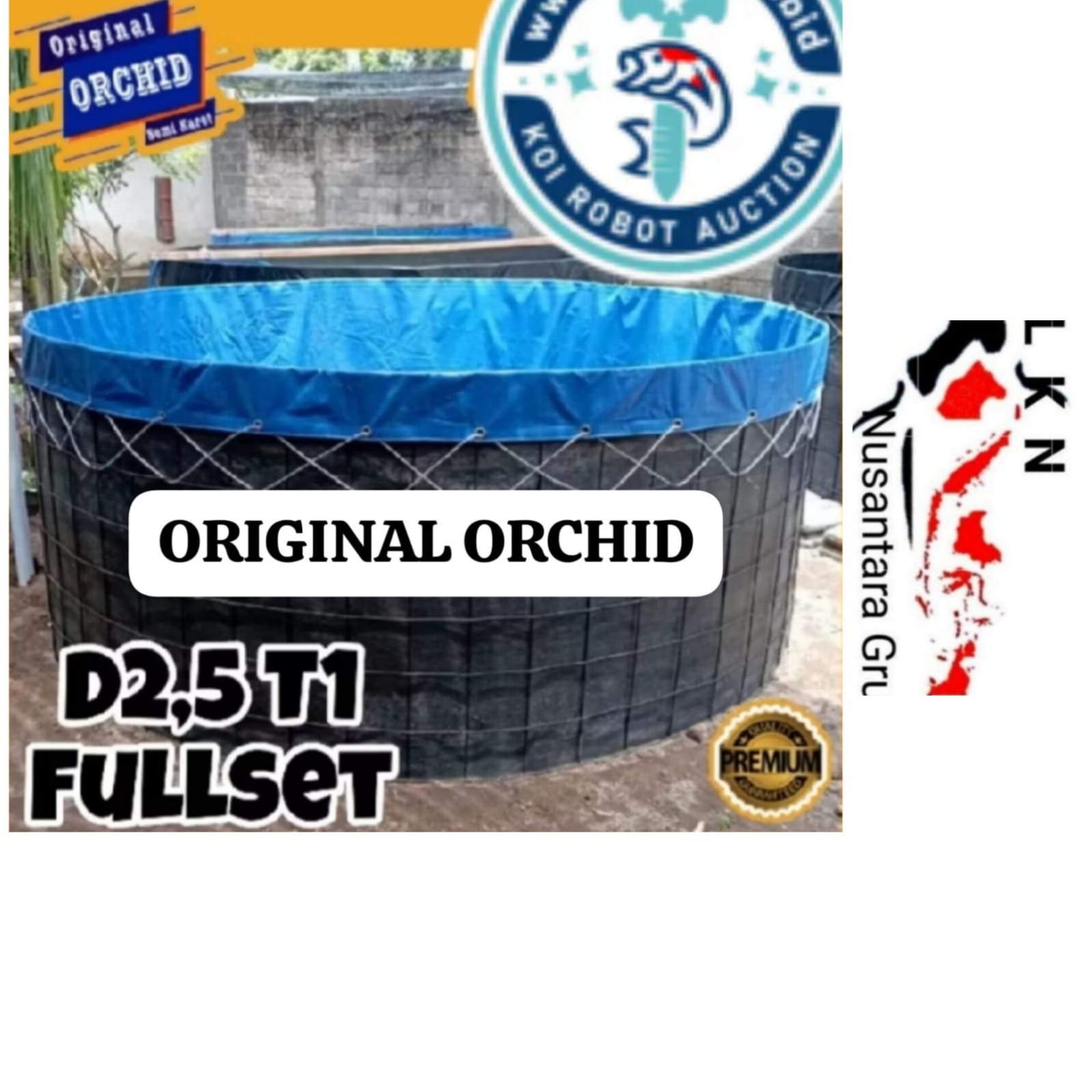 KOLAM VETTBUNDAR 1 UNIT FULL SETT RANGKA BESI ORIGINAL DR TOKO BAHAN PVC ORCHID DEAMETER 25 TINGGI 1 METER STIMEWA 1cm