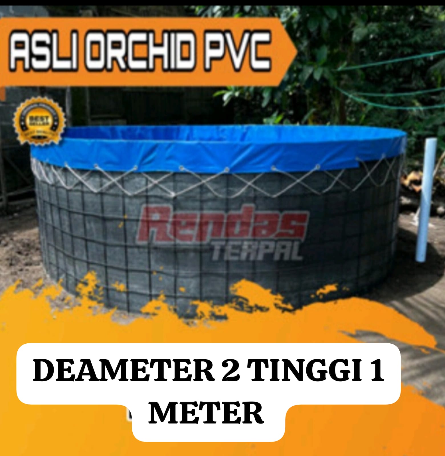 KOLAM VETTBUNDAR 1 UNIT FULL SETT RANGKA BESI ORIGINAL DR TOKO BAHAN PVC ORCHID DEAMETER 2 TINGGI 1METER 2cm
