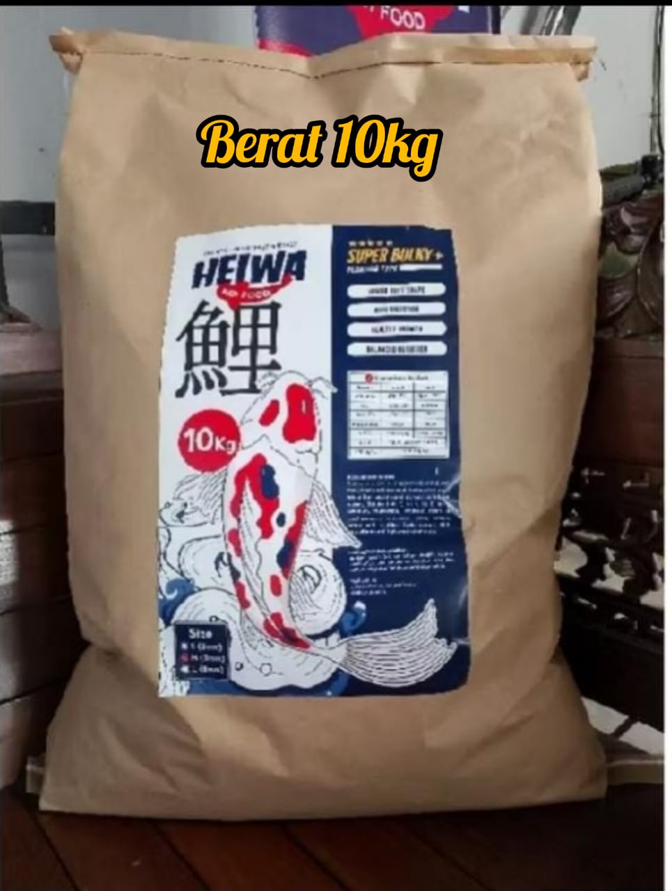 PAKAN KOI 10KG TERBARU SUPER HEIWA ISTIMEWA SUDAH TERBUKTI MEMBUAT BODY IKAN MENJADI TORPEDO SIZE M 3cm