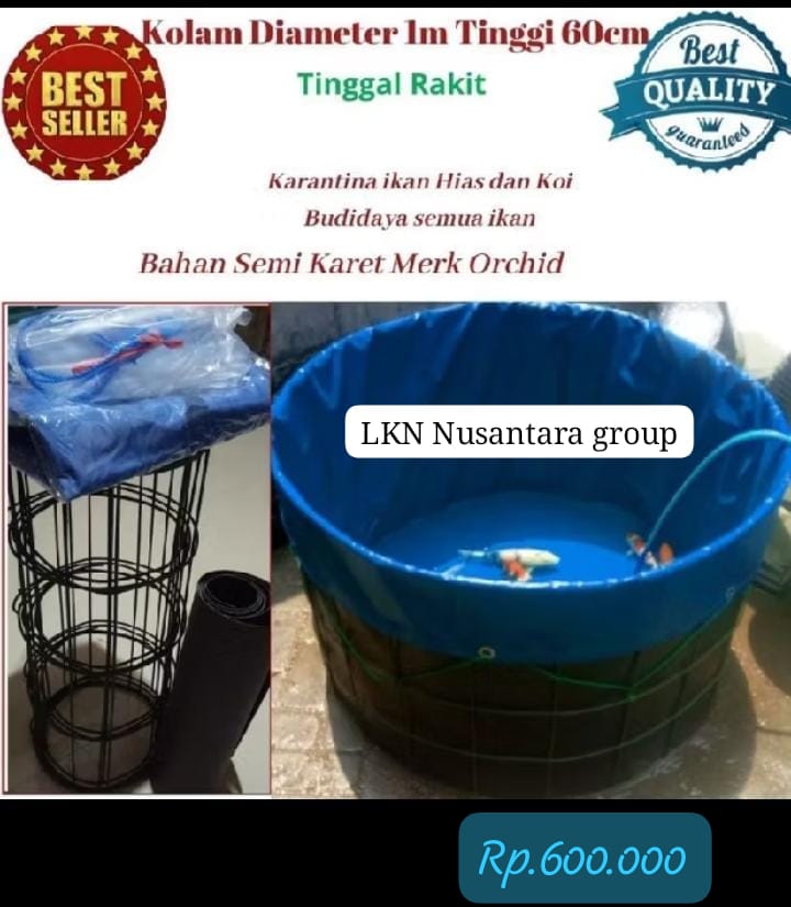 DESKRIPSI 1 UNIT KOLAM VETTBUNDAR D1T60KELENGKAPAN KOLAM FULLSET RANGKA BESI BAHAN TERPAL ORCHID SEMI KARET KUAT DAN TEBALWARNA BIRUPEMBUANGAN TENGAH KOLAM VETT DESAIN DARI PABRIK ORIGINAL NOTE PEMBAYARAN NON REKPEN 20cm