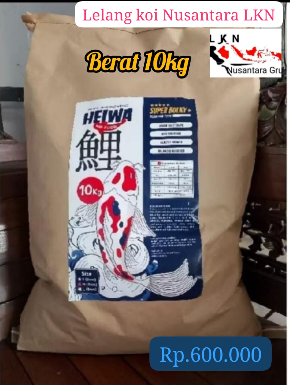 DESKRIPSI PAKAN KOI 10KG TERBARU SUPER HEIWA ISTIMEWA SUDAH TERBUKTI MEMBUAT BODY IKAN MENJADI TORPEDO SIZE M PEMBAYARAN WAJIB REKENING ADMIN TOKO KAMI 3cm