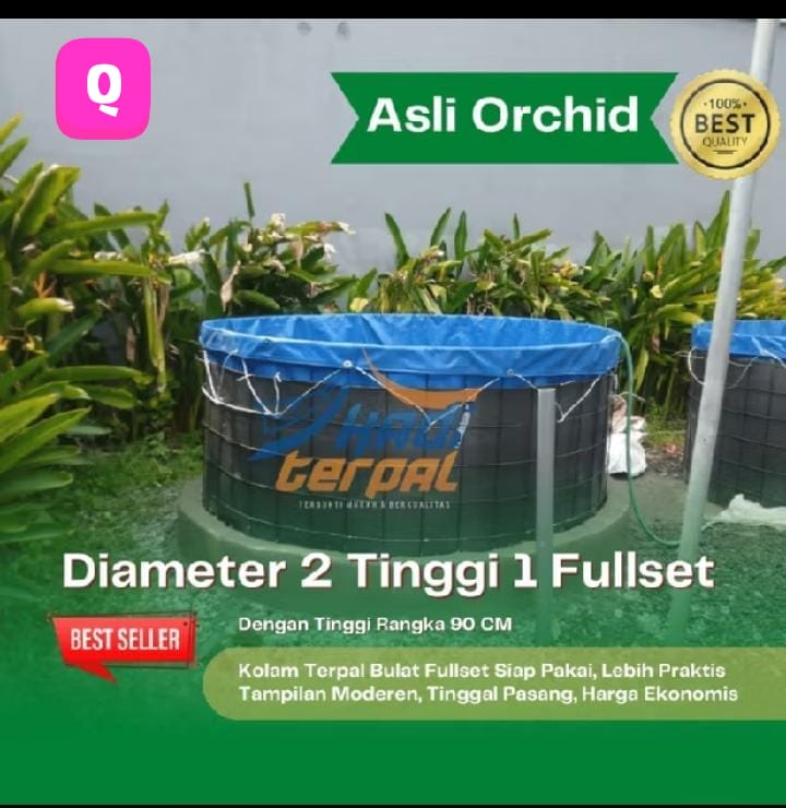 1 UNIT KOLAM VET ORCHID FULL SET RANGKA BESI DEAMETER 2 TINGGI 1 METER TERBARU DR TOKO NON DRAINASE PEMBAYARAN WAJIB DI INVOICE ADMIN 1cm