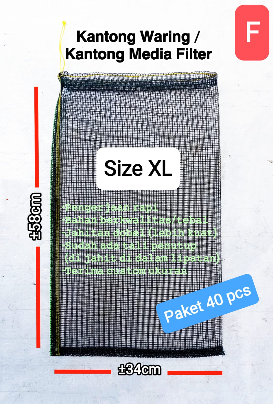 40 PCS KANTONG WARING KANTONG MEDIA SIZE XL ADA TALI PENUTUP 58 X 34cm