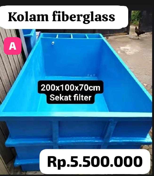 1UNIT KOLAM FIBERGLASS JUMBO ORIGINAL DESAIN DARI PABRIK TEBAL DAN KUAT OLEH UKURAN P200 L100 T70 PEMBAYARAN WAJIB DI NO REKENING INVOICE ADMIN 70cm