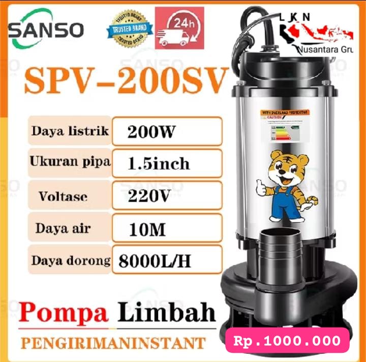 POMPA KOLAM IKAN TERBARU SPV200SV SEMBURAN KENCANG WHAT RENDAH PIPA 15 INCH 5cm