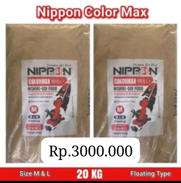 PAKAN KOI MADE IN JAPAN NIPPON COLOR MAXX BERAT 20KG UNTUK MEMPERCANTIK WARNA PADA IKAN KOI ANDA 10cm