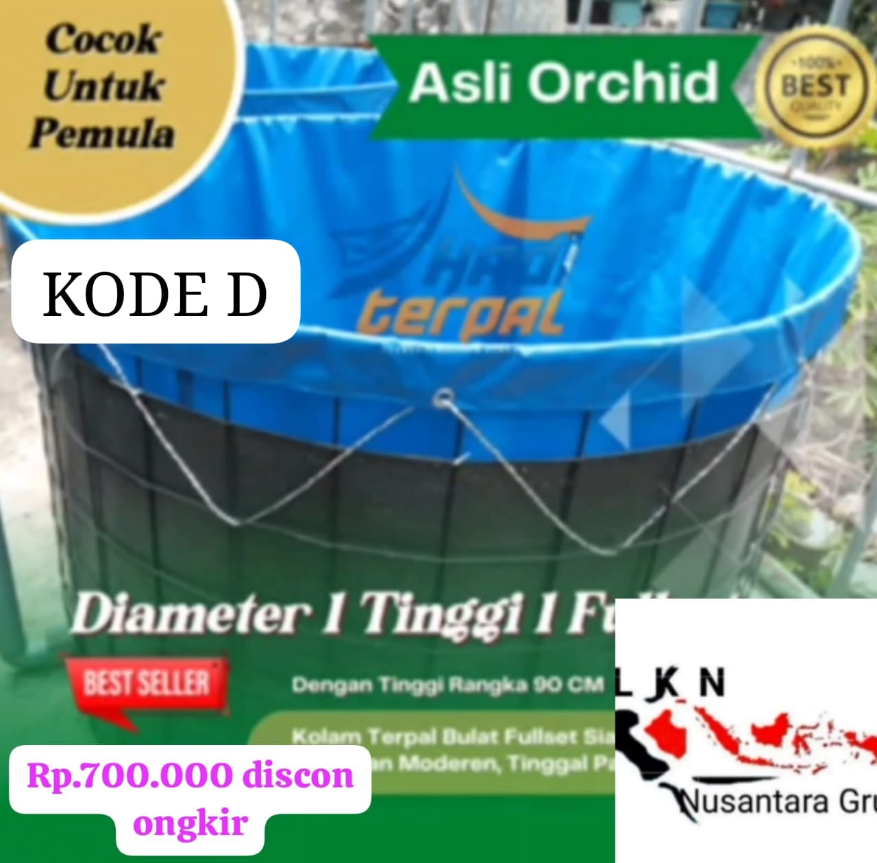1 UNIT KOLAM VET ORCHID FULL SET RANGKA BESI DEAMETER 1 TINGGI 1 METER TERBARU DR TOKO NON DRAINASE PEMBAYARAN WAJIB DI INVOICE ADMIN 1cm