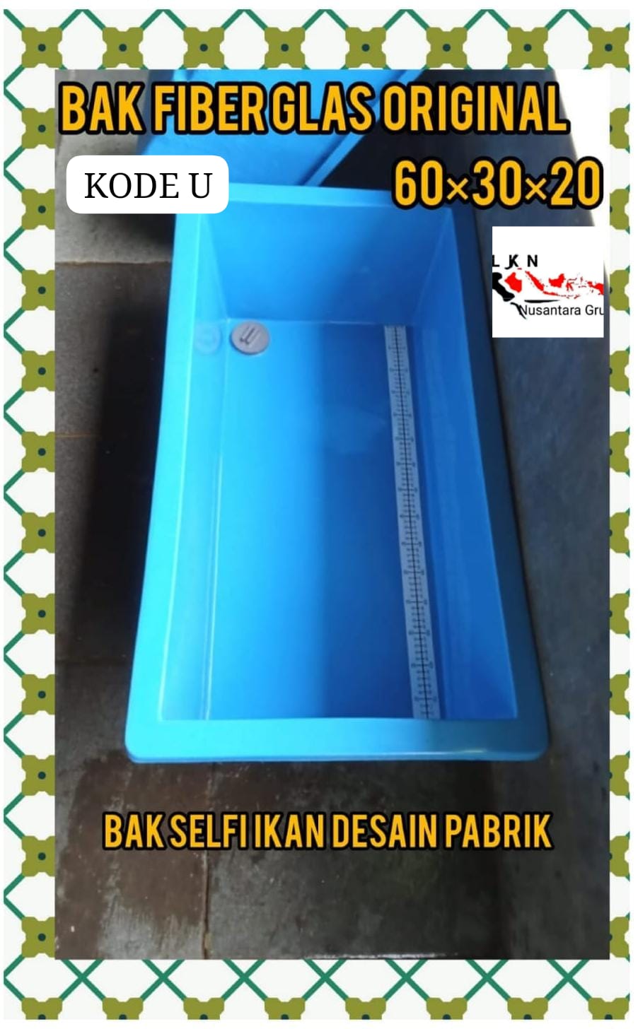 DESKRIPSI 1 UNIT BAK FIBBER GLAS SELFI IKAN ORIGINAL DESAIN PABRIK 603020 PEMBAYARAN WAJIB DI INVOICE ADMIN 60cm