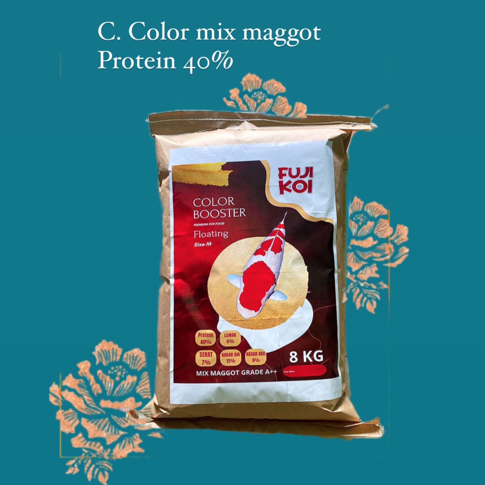 FUJI KOI COLOR BOOSTER MIX MAGGOT 8KG PROTEIN 40 30cm