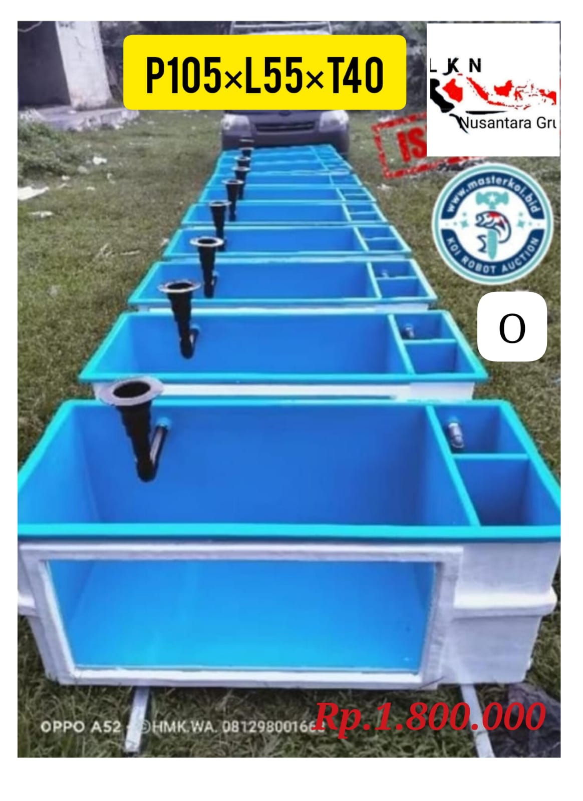 1UNIT KOLAM FIBERGLASS KACA ORIGINAL DESAIN DARI PABRIK FULL SETT UKURAN P105 L55 T40 ISTIMEWA PEMBAYARAN NON REKPEN 10cm