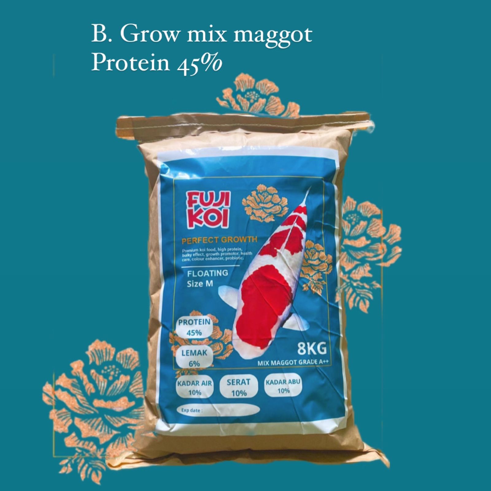 FUJI KOI FOOD GROW MIX MAGGOT 8KG PROTEIN 45 30cm