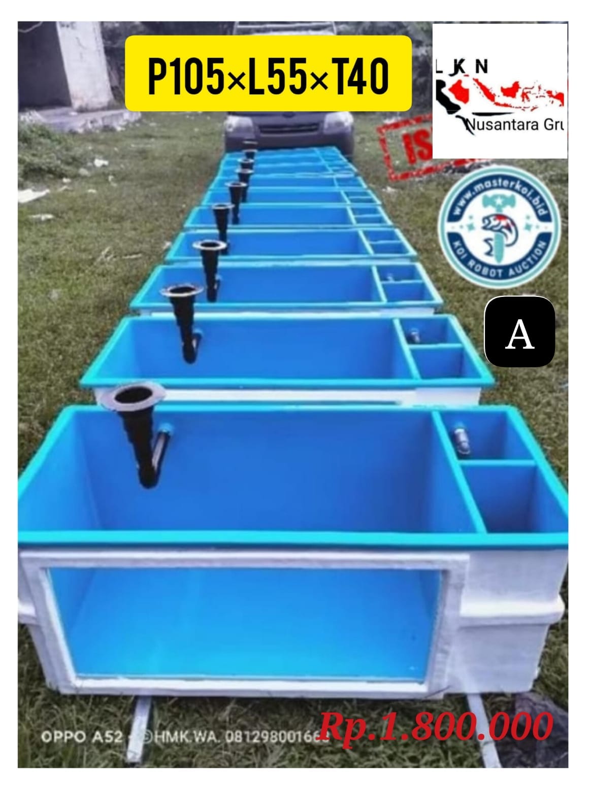 1UNIT KOLAM FIBERGLASS KACA ORIGINAL DESAIN DARI PABRIK FULL SETT UKURAN P105 L55 T40 ISTIMEWA PEMBAYARAN WAJIB DI INVOICE ADMIN TOKO 10cm