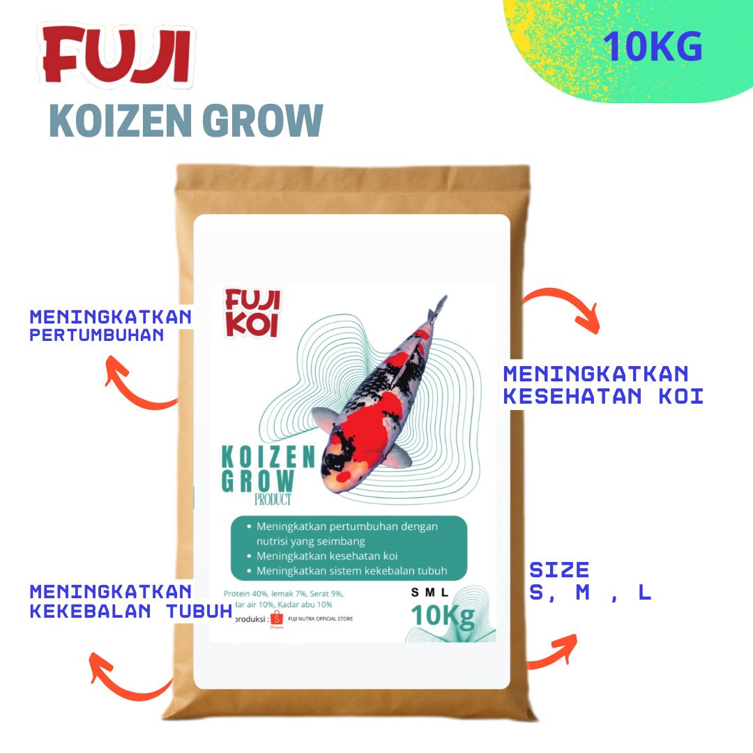 FUJI KOI KOIZEN GROW PROTEIN 40 DAPAT PILIH SIZE S M L BERAT 10KG 30cm