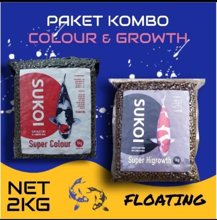 PAKAN KOMBO SUKOI COLOR GROWTH BERAT 2KG SIZE S2MM M5MM PEMBAYARAN WAJIB DI INVOICE REKENING ADMIN 2cm