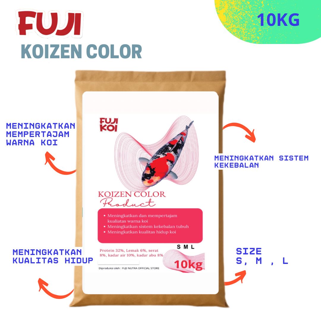FUJI KOI KOIZEN COLOR 10KG PROTEIN 32 DAPAT PILIH SIZE SML 30cm