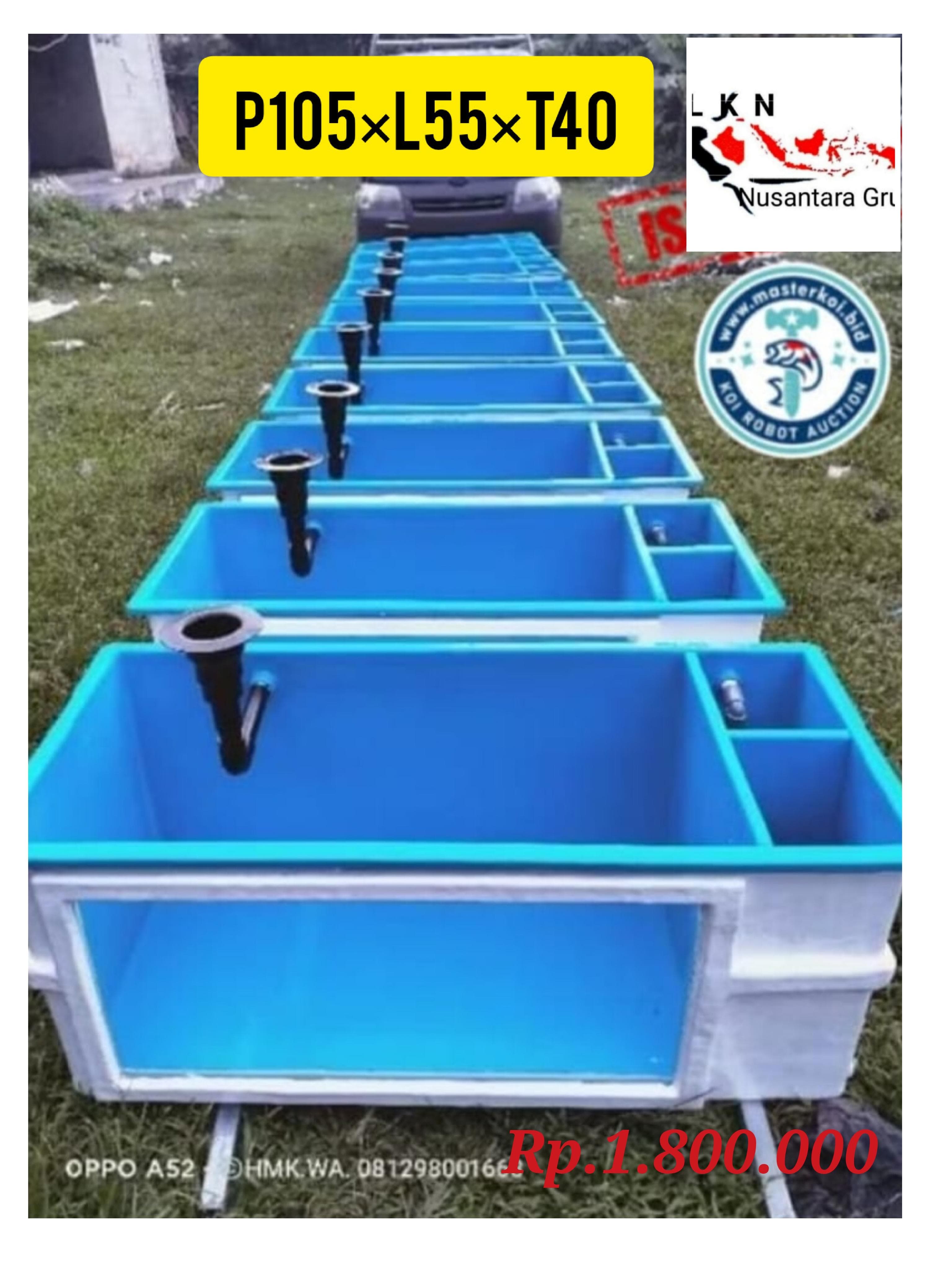 1UNIT KOLAM FIBERGLASS KACA ORIGINAL DESAIN DARI PABRIK FULL SETT UKURAN P105 L55 T40 ISTIMEWA 10cm