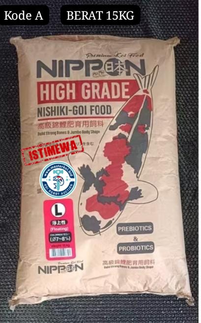 PAKAN KOI NIPPON COLORMAX IMPOR JAPAN NISHIKI GOI FOOD BERAT 15KG SIZE M L PEMBAYARAN WAJIB DI INVOICE REKENING ADMIN TOKO 5cm