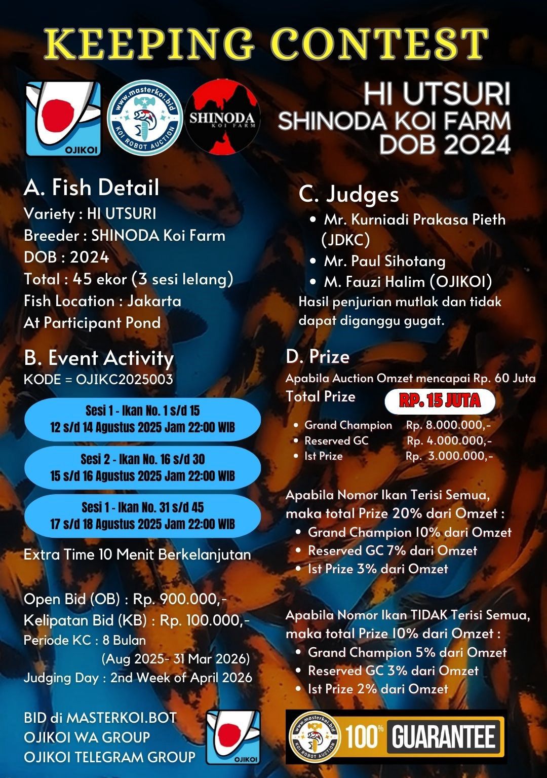 Lelang Koi Online, Jual Beli Ikan Koi, Pasar Koi Terbaik, Agen Lelang Koi, Penawaran Koi Berkualitas, Harga Jual Koi, Lelang Ikan Koi Import, Beli Koi Online, Jual Koi Murah, Koi Showroom, Penjual Koi Terpercaya, Lelang Koi Jakarta, Jual Koi Lokal, Koi Kualitas Unggul, Harga Terbaik Koi, Jual Koi Indukan, Lelang Ikan Hias Koi, Pasar Koi Indonesia, Beli Koi Berkualitas Tinggi, Koi Farm Terbesar, Jual Beli Koi Impor, Lelang Ikan Koi Kualitas Premium, Daftar Harga Koi Terbaru, Pusat Jual Beli Koi, Info Lelang Koi Hari Ini.